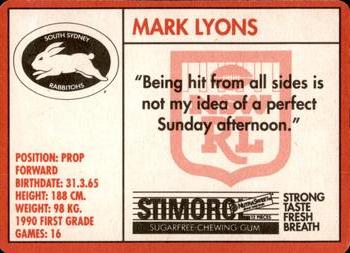 1991 Stimorol NRL #151 Mark Lyons Back
